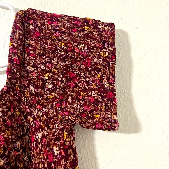 Xhilaration Women’s XL Ribbed Top Jumpsuit XL with Pockets Floral Burgundy Boho - Picture 3 of 13